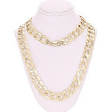 Men's 14k Yellow Gold Solid Flat Cuban Link Chain Necklace 20" 12.5mm 83.2 grams - 20"