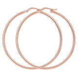 Italian 14k Rose Gold High Polished Plain 2mm Hollow Hoop Earrings 1.9" 2.9grams - Rose,Size 1.9" 2.9 grams
