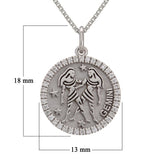 14k White Gold Diamond Zodiac Sign Gemini Pendant Necklace 18" - Gemini,White