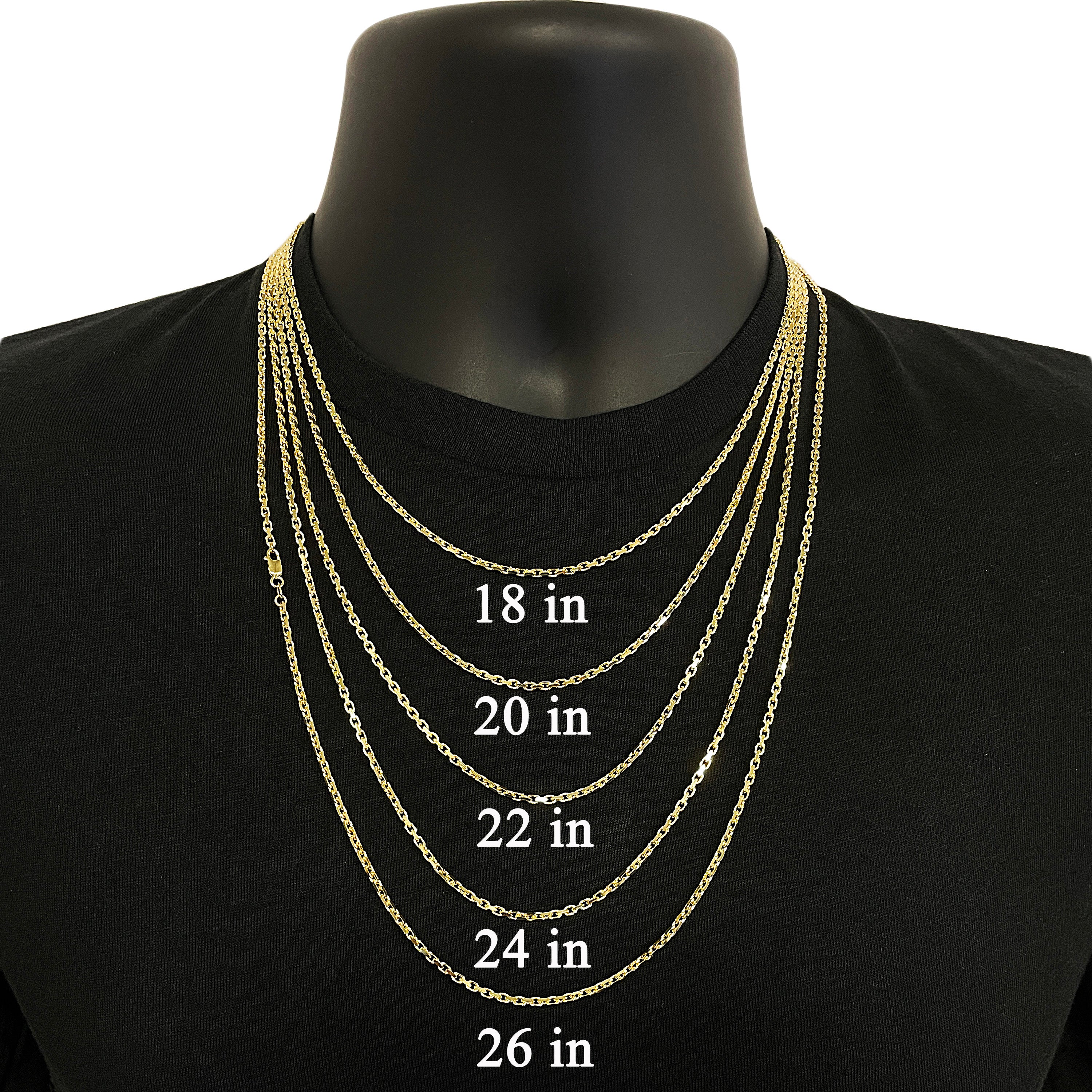 Italian 14k Yellow Gold Solid Anchor Link Cable Chain Necklace 18" 2.2mm 9 grams - 18" 9 grams