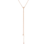 14k Rose Gold 0.27ctw Diamond 3-Stone Double Drop Modern Y-Necklace 17"