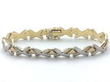 Italian 14k Two Tone Gold Hollow Hugs & Kisses XOXO Bracelet 7" 9.3mm 10.9 grams