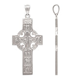 14k White Gold Reversible Double Sided Celtic Cross Religious Pendant 6.8 grams - White
