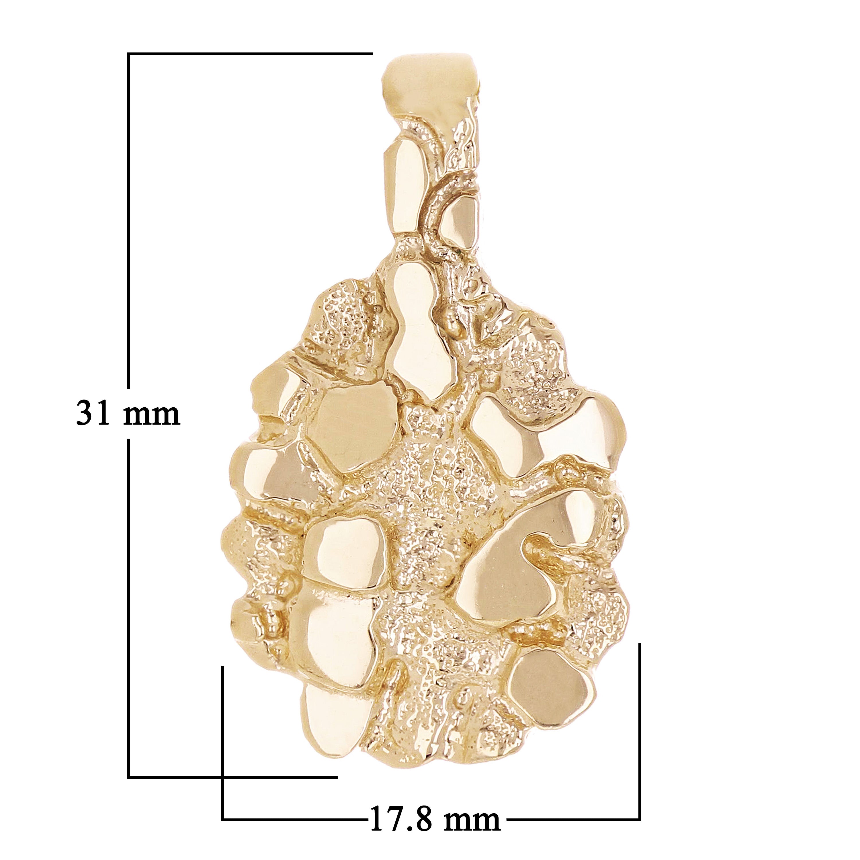 10k Yellow Gold Solid Oval Nugget Charm Pendant 1.2" 6.8 grams