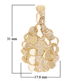 14k Yellow Gold Solid Oval Nugget Charm Pendant 1.2" 7.7 grams