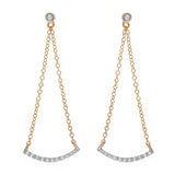 14k Yellow Gold 0.15ctw Diamond Chain Dangle Swing Earrings