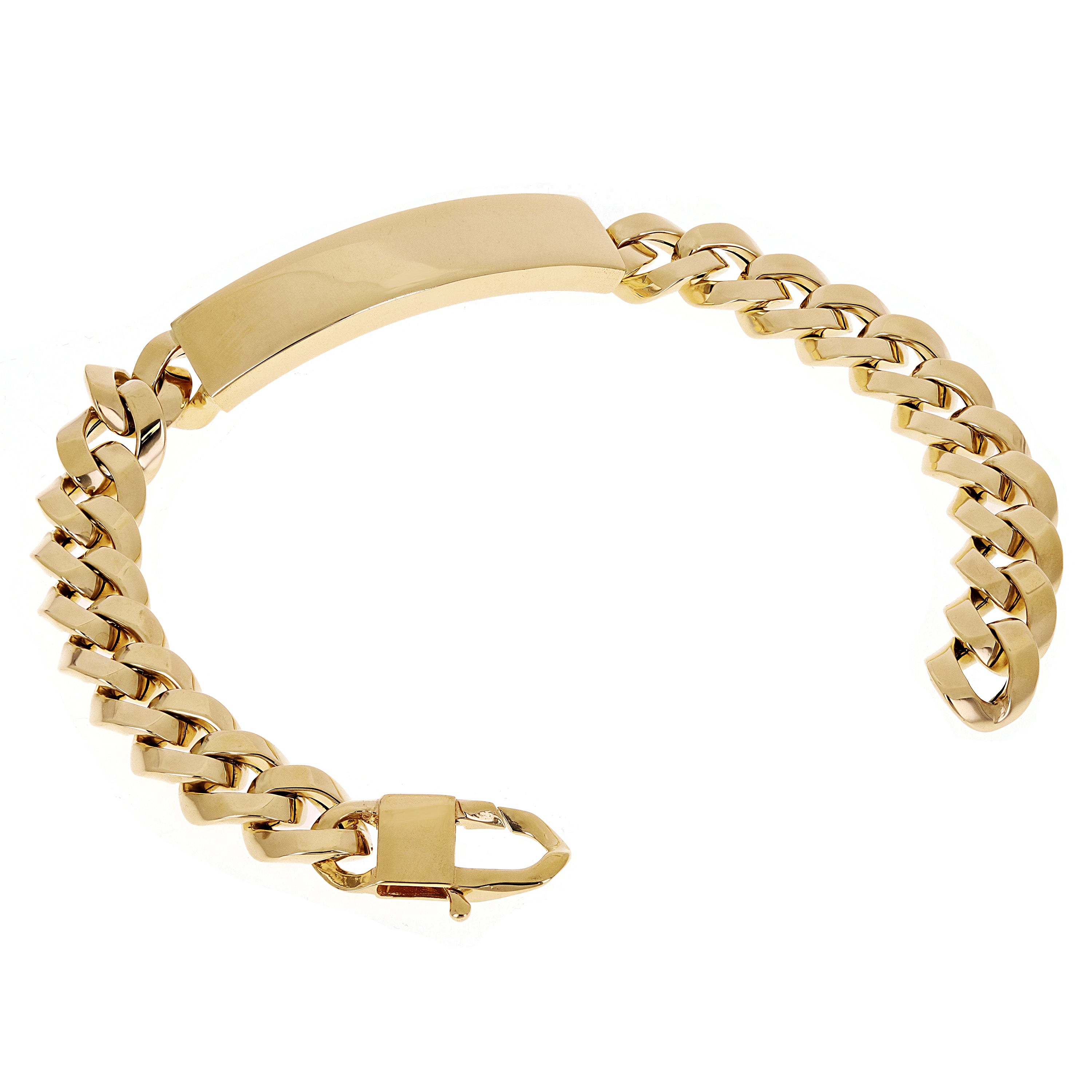 Italian 14k Yellow Gold Hollow Miami Cuban Link ID Bracelet 8.25" 10.2mm 18.5g
