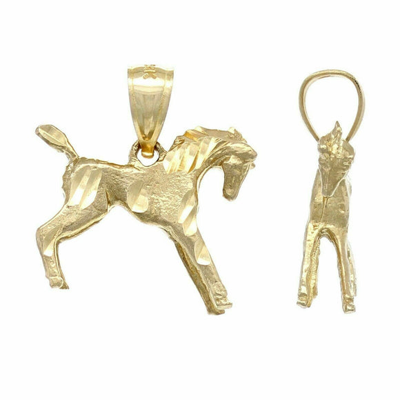 14k Yellow Gold Solid Horse Charm Pendant 2.2 grams