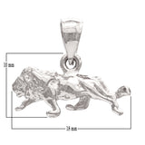 14k White Gold Solid Animal 3D Lion Animal Charm Pendant 2.5 grams - White