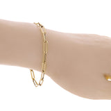Italian 14k Yellow Gold Hollow Paper Clip Chain Bracelet 7.5" 4.3mm 2.7 grams - 7.5" 4.3mm