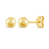 Italian 14k Yellow Gold Shiny Classic Medium Round Bead Ball Stud Earrings 5mm - 5 mm