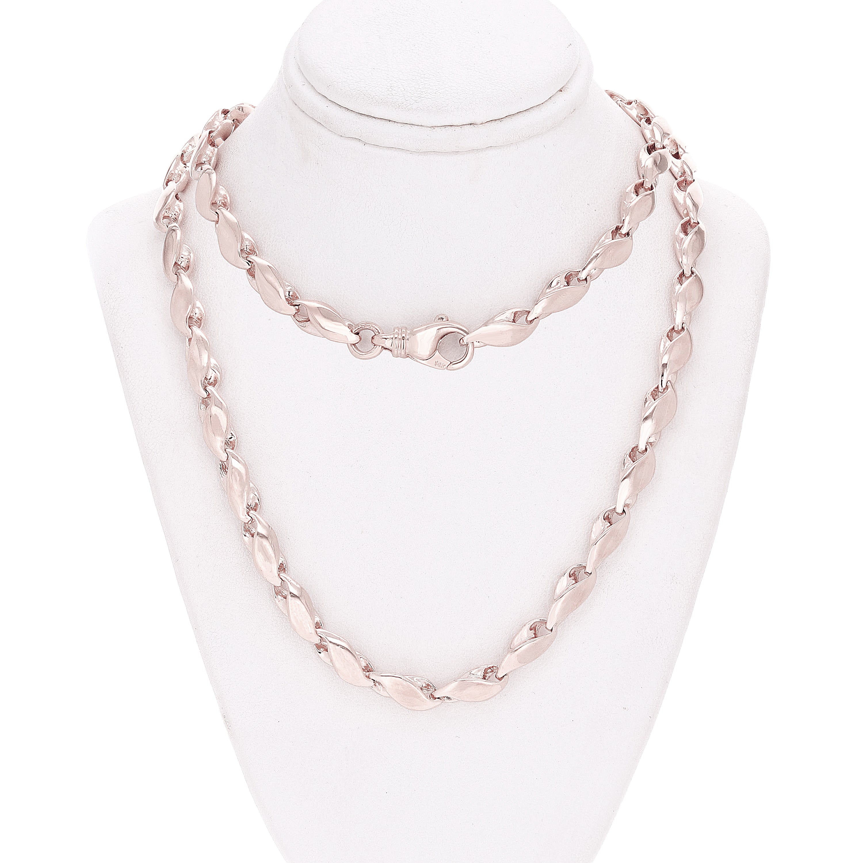 14k White Gold Handmade Fashion Link Necklace 26" 5.8mm - White,26"