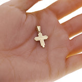 14k Yellow Gold 3D Cross Charm Pendant 26x14.8mm 2.3 grams