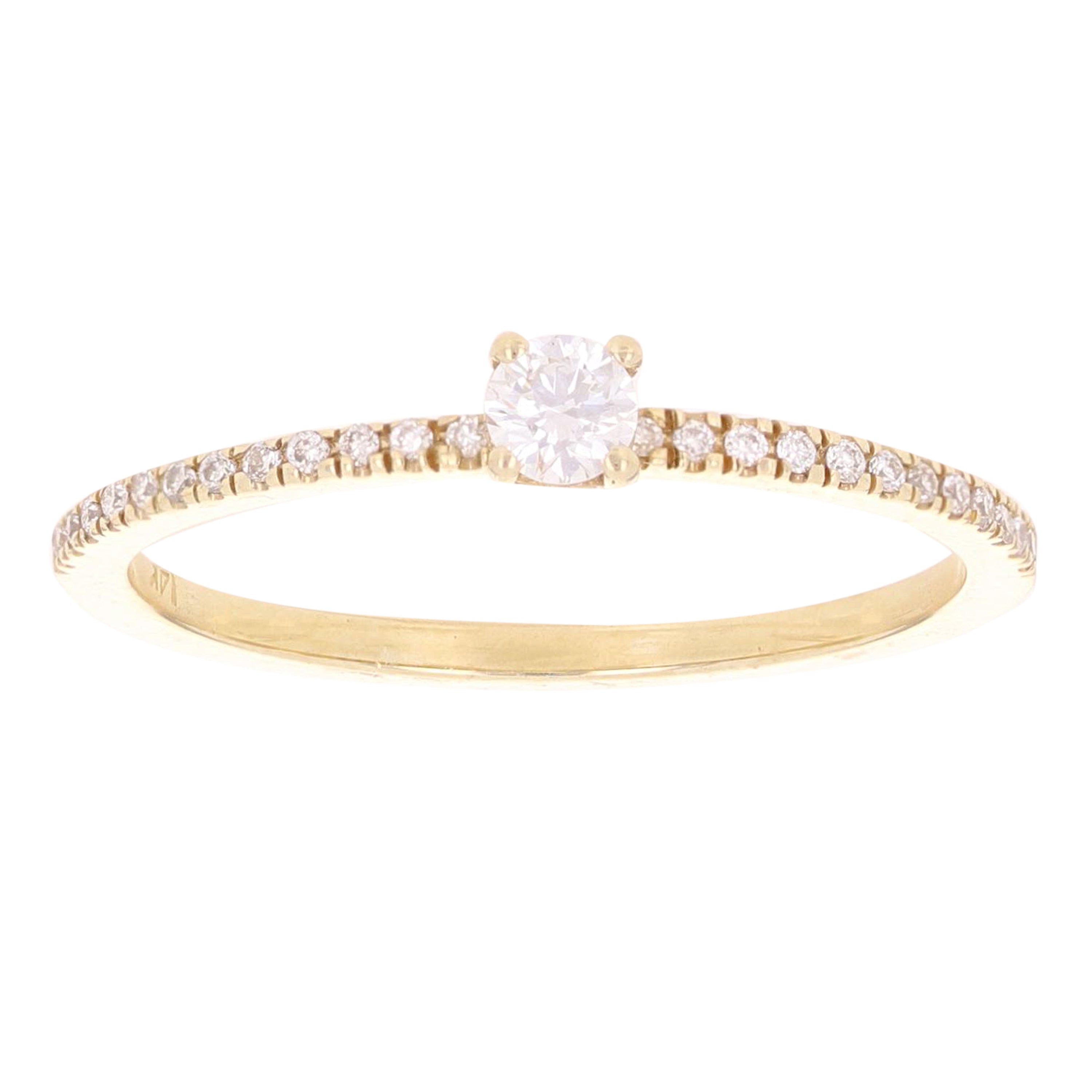 14k Yellow Gold 0.21ctw Diamond Petite Solitaire Promise Engagement Stacking Ring Size 6 - Yellow