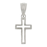 14k White Gold Small Open Cross Christian Religious Charm Pendant 0.8gram - Rose