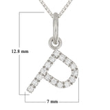 14k White Gold Diamond Initial Letter P Charm Pendant Necklace 18" - Letter P,White