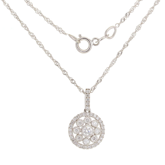 18k White Gold 0.25ctw Diamond Flower Pendant Necklace