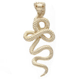 14k Yellow Gold Solid Detailed 3D Cobra Snake Charm Pendant 2" 14.2 grams - Yellow