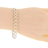 14k White Gold Solid Chunky Nugget Horse Shoe Link Bracelet 7" 8mm 11.7 grams - White,7" 11.7 grams