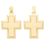 14k Yellow Gold Solid Embosded Cross Charm Pendant 1.1" 4.5 grams