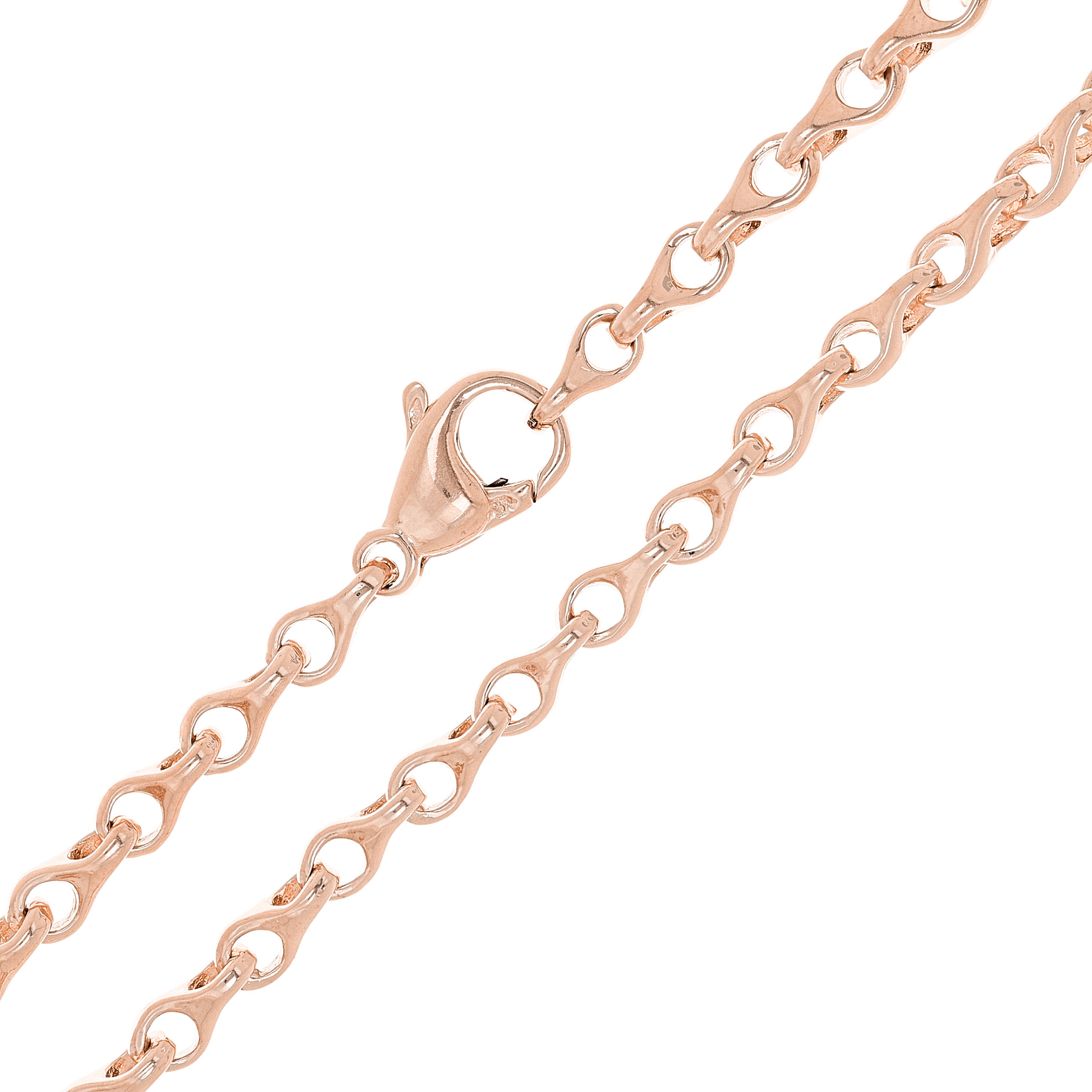 Men's 14k Rose Gold Handmade Fashion Link Necklace 30" 4mm 42.3 grams - Rose,30"