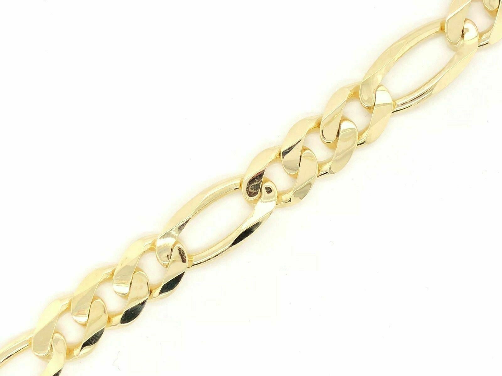 10k Yellow Gold Figaro Link Chain Bracelet 7.5" 12.7mm 35.5 grams - 7.5"