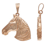 14k Rose Gold 3D Lucky Stallion Horse Head Charm Pendant 1.45" 8.4 grams - Rose
