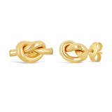 Italian 14k Yellow Gold Bright Shine Pretzel Love Knot Tubular Stud Earrings - Yellow,Small