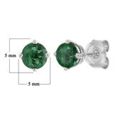 14k White Gold Emerald Solitaire Stud Earrings