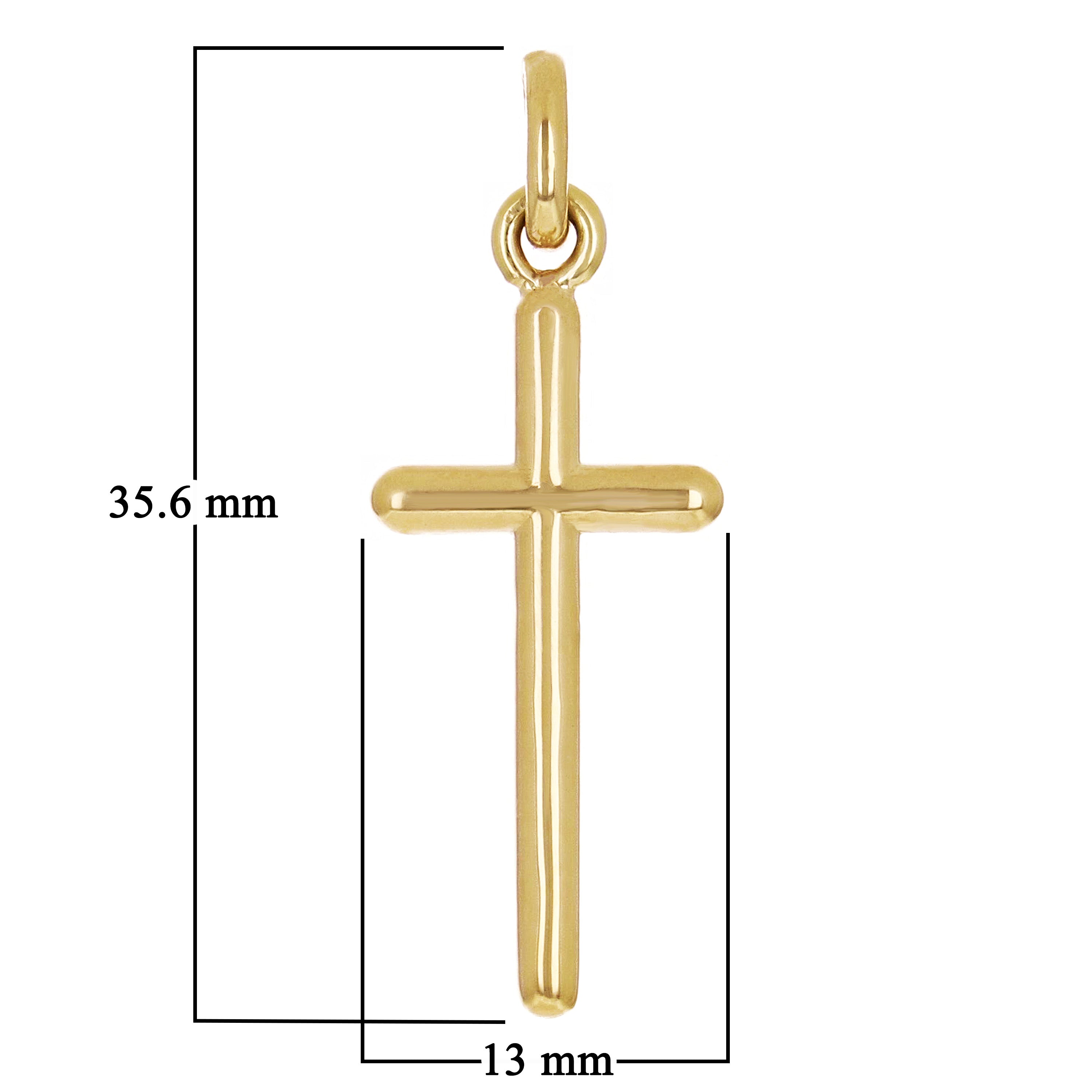 14k Yellow Gold Solid High Polish 3D Puffy Cross Charm Pendant 1.4" 2.8 grams