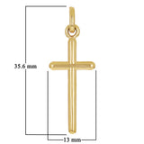 14k Yellow Gold Solid High Polish 3D Puffy Cross Charm Pendant 1.4" 2.8 grams