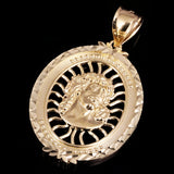 14k Yellow Gold Face of Jesus Christ Oval Charm Pendant 1.5" 4.8 grams