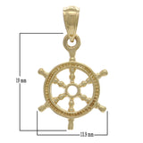 14K Yellow Gold Solid 3D Ships Wheel Charm Pendant 19mm x 13.9mm 1.9 grams - Yellow