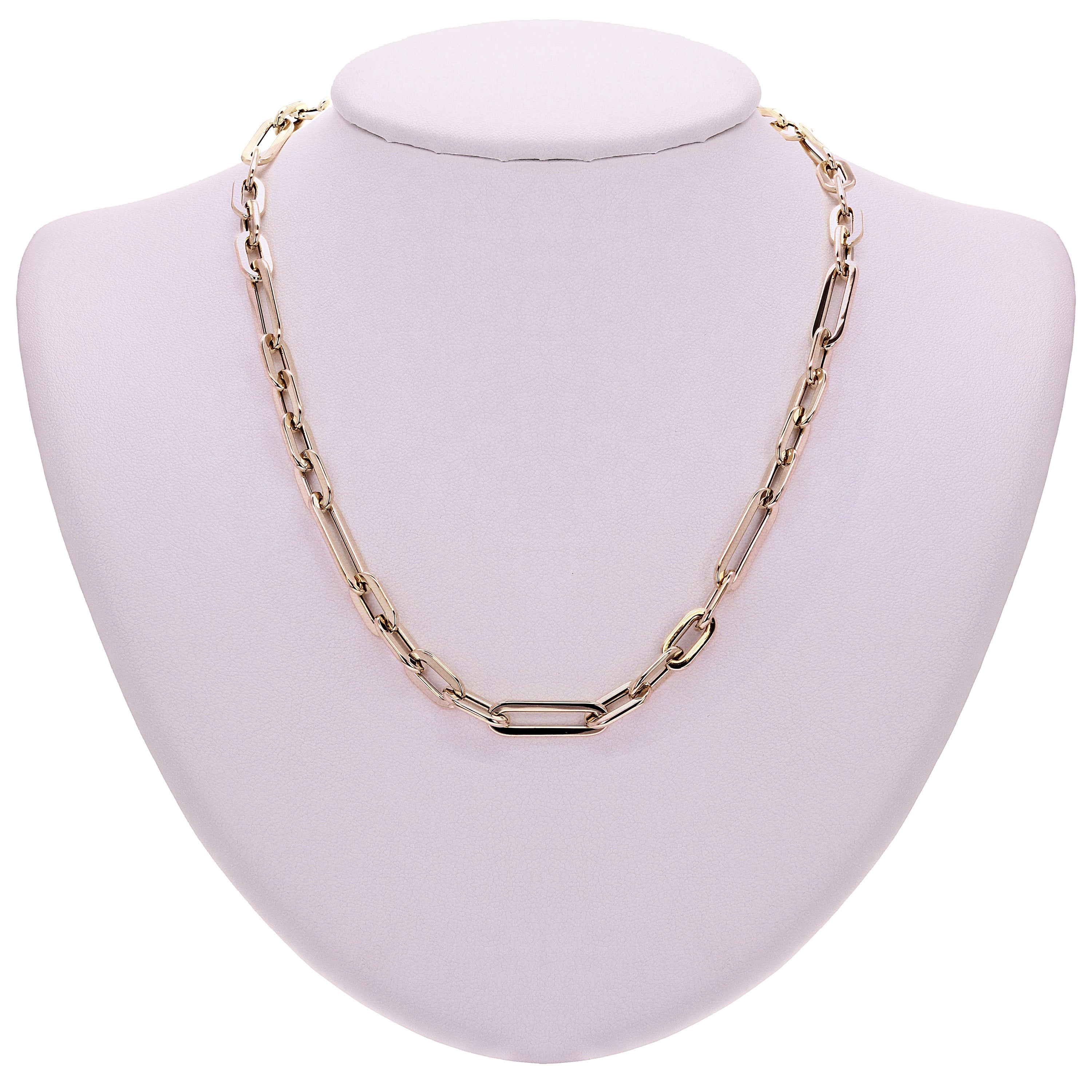 Italian 14k Yellow Gold Paper Clip Link Chain Necklace 18" 6.4mm 10 grams