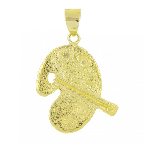 14k Yellow Gold Paint Pallet Charm Pendant 2.3 grams