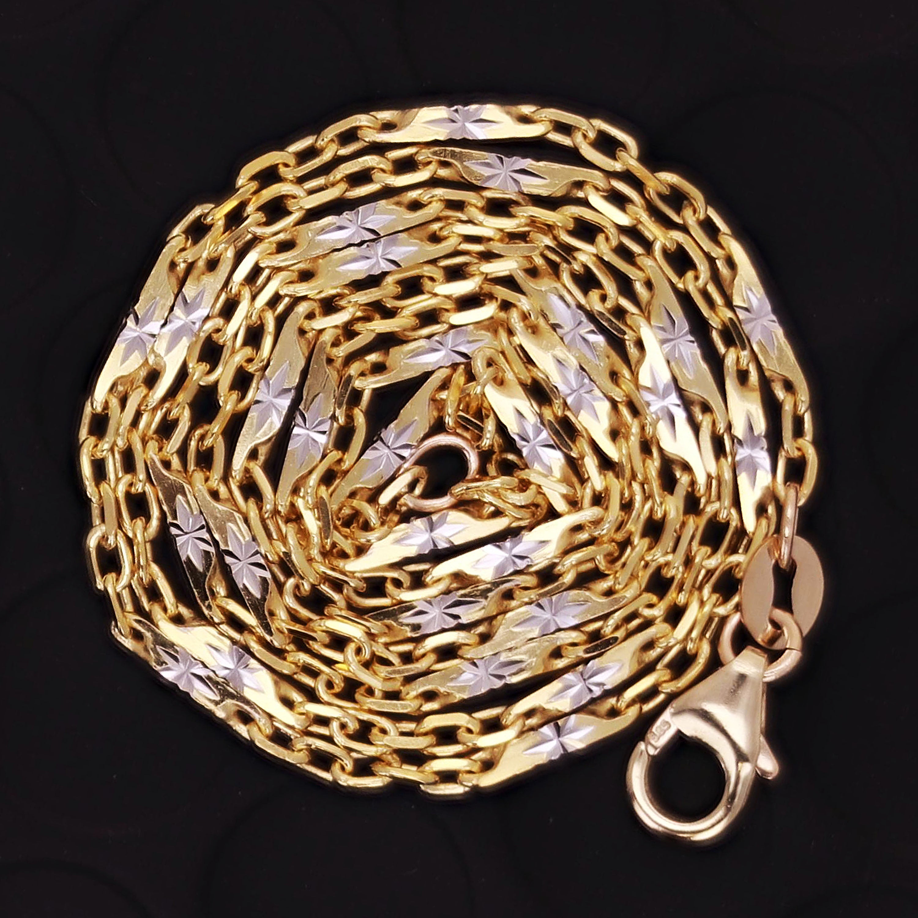 Italian 14k Two-Tone Solid Diamond Cut Raso Chain Necklace 16" 4.8 grams 1.3mm - 16" 4.8 grams