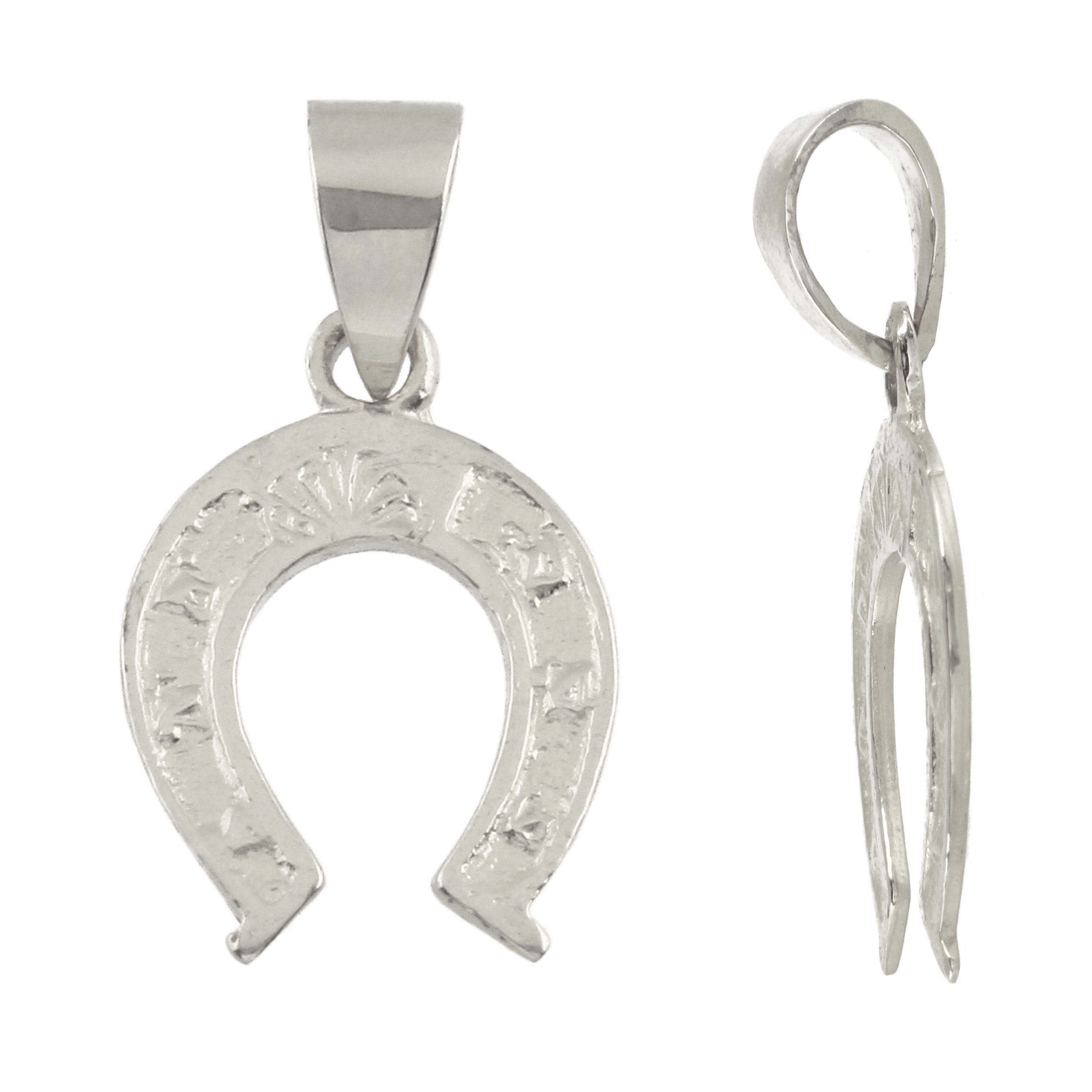14k White Gold Solid Small Horse Shoe Charm Pendant 1 gram - White