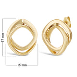 Italian 14k Yellow Gold Bright Shine Open Double Square Hoop Drop Stud Earrings - Square Tubular