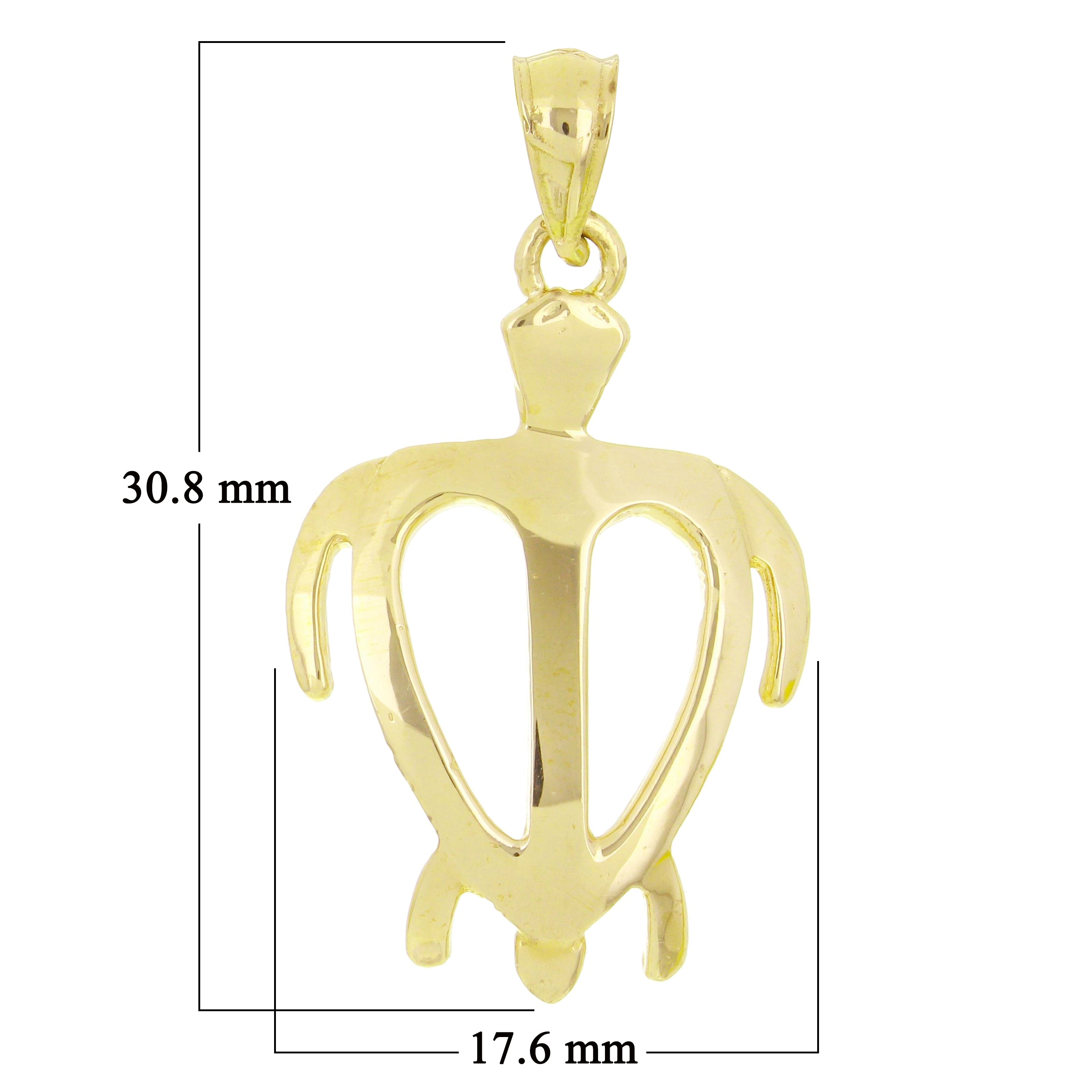14k Yellow Gold Hawaiian Sea Turtle Pendant Medium - Yellow