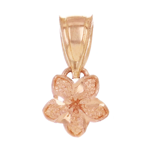 14k Rose Gold Solid Hawaiian Plumeria Flower Pendant Small 13mm x 7mm 0.4 gram - Small