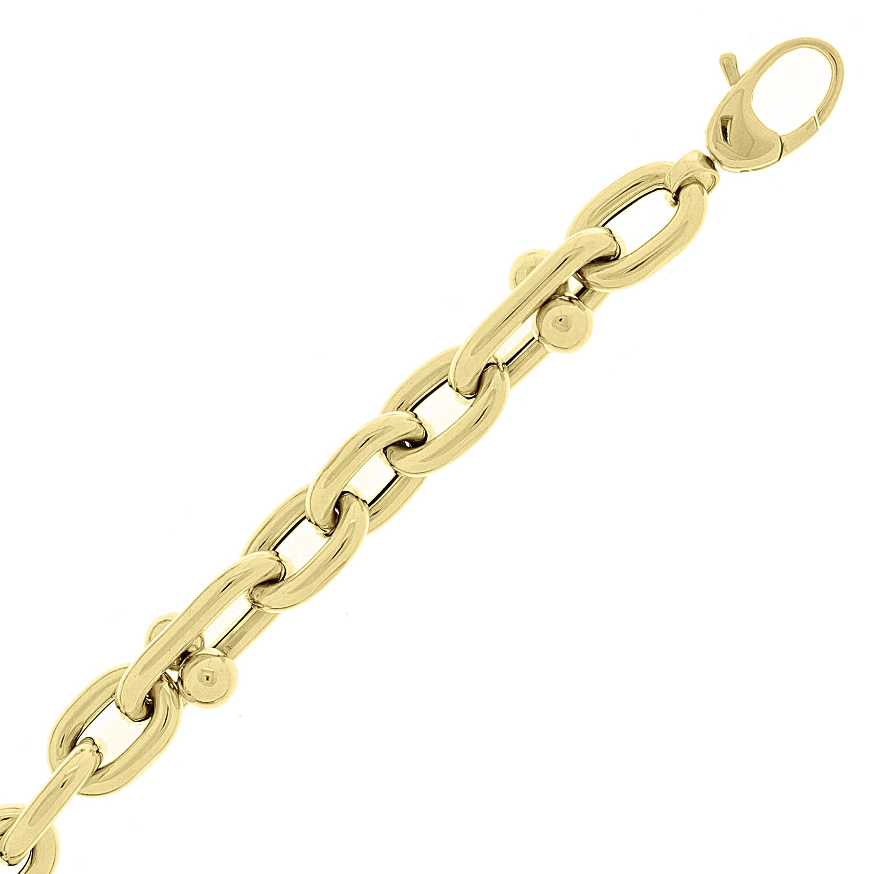 Italian 14k Yellow Gold Hollow Oval Move Link Bracelet 8.75" 7mm 8.6 grams