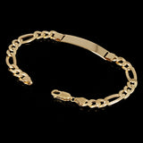 Italian 14k Yellow Gold Hollow Engravable Figaro ID Bracelet 7.75" 7.5mm 7.6gram
