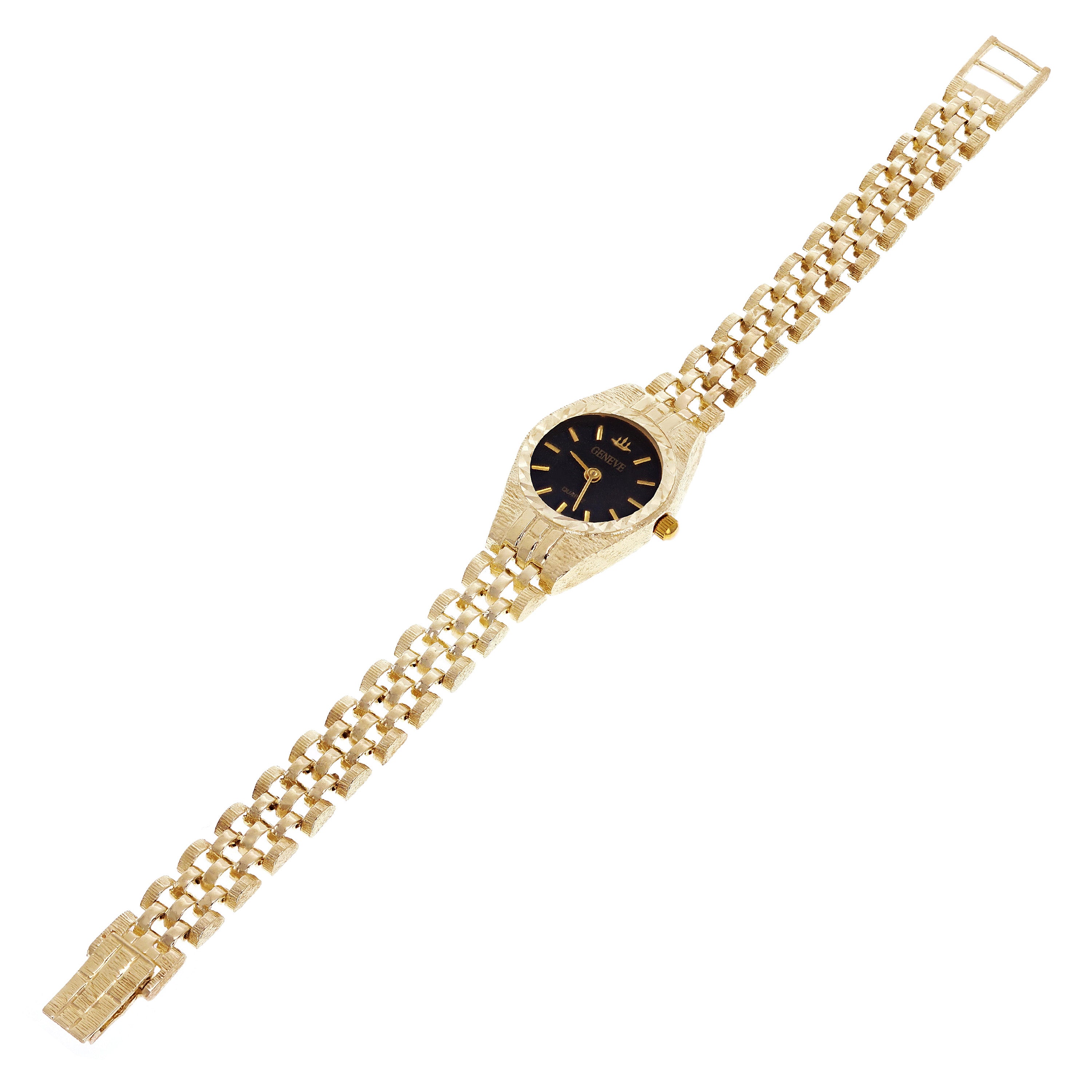 Women's 10k Yellow Gold Watch Link Geneve Wrist Watch 6.5" 9.3mm 23.4 grams - 6.5"