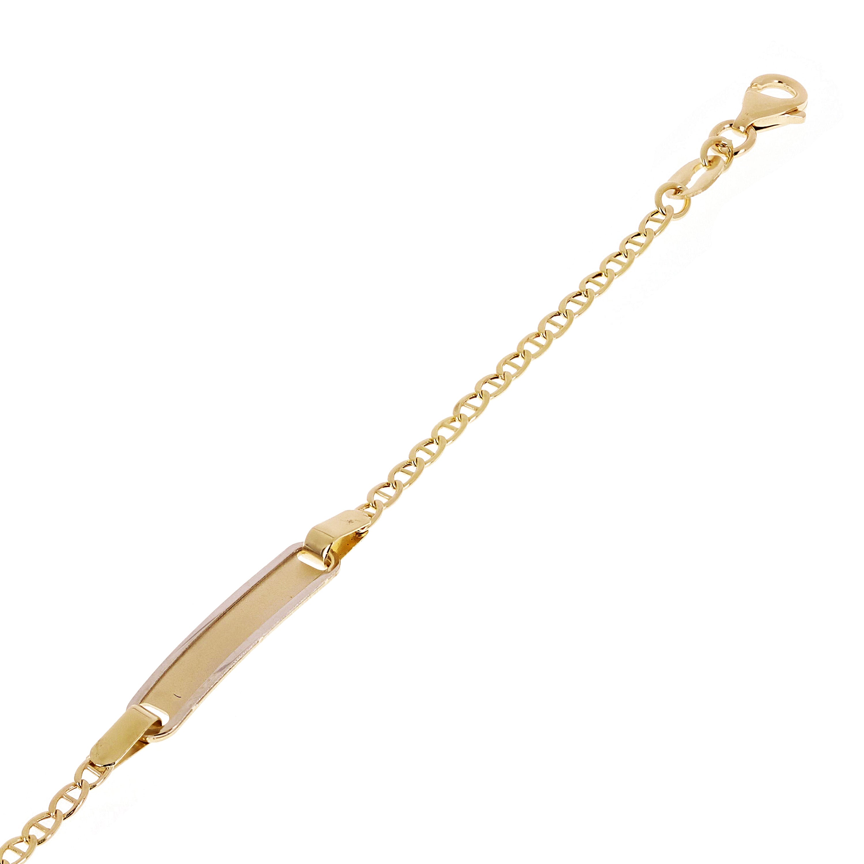 Italian 14k Two-Tone Gold Engravable Baby Kids Mariner ID Bracelet 5.5" 1.6grams