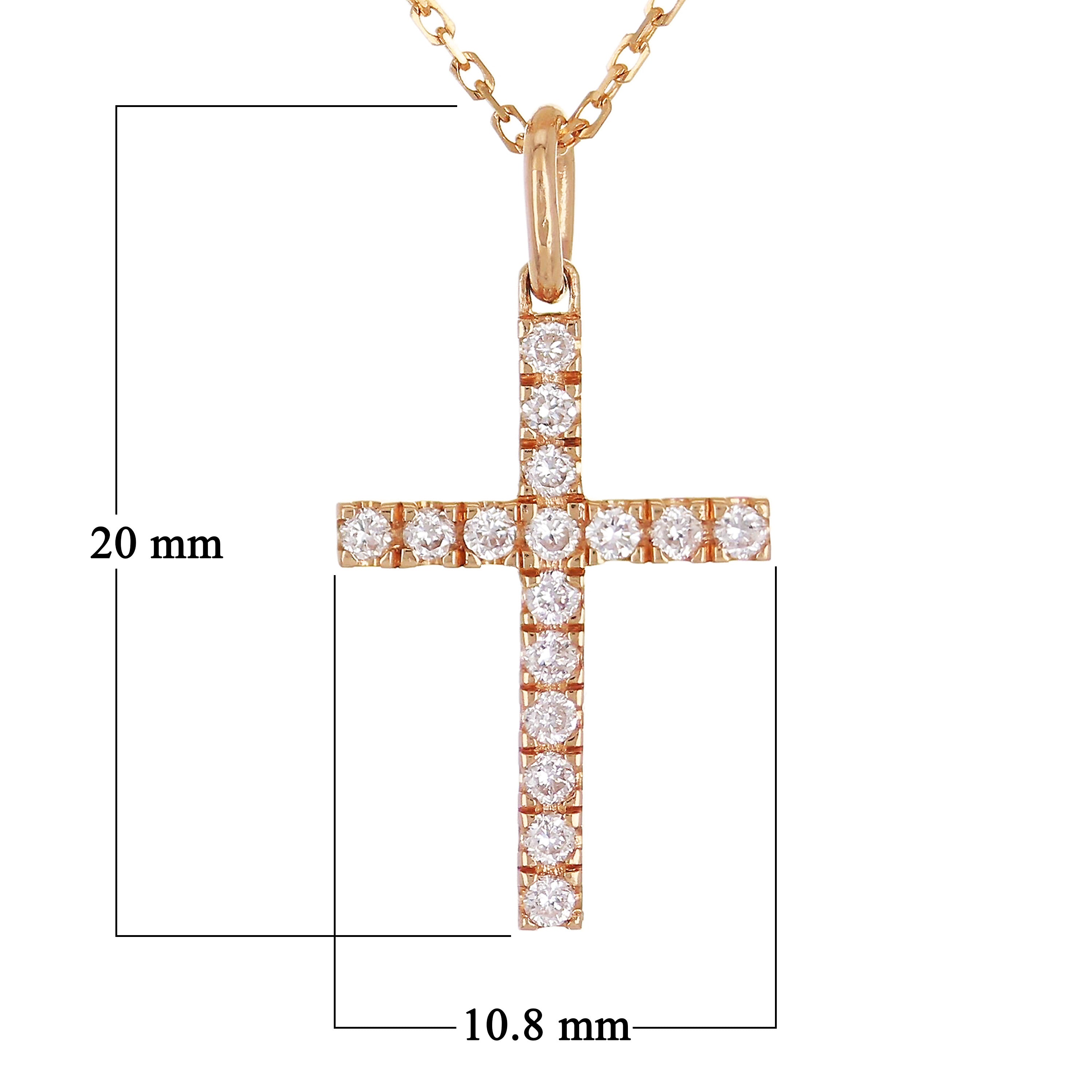 14k Rose Gold Diamond Cross Pendant - Rose