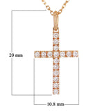 14k Rose Gold Diamond Cross Pendant - Rose