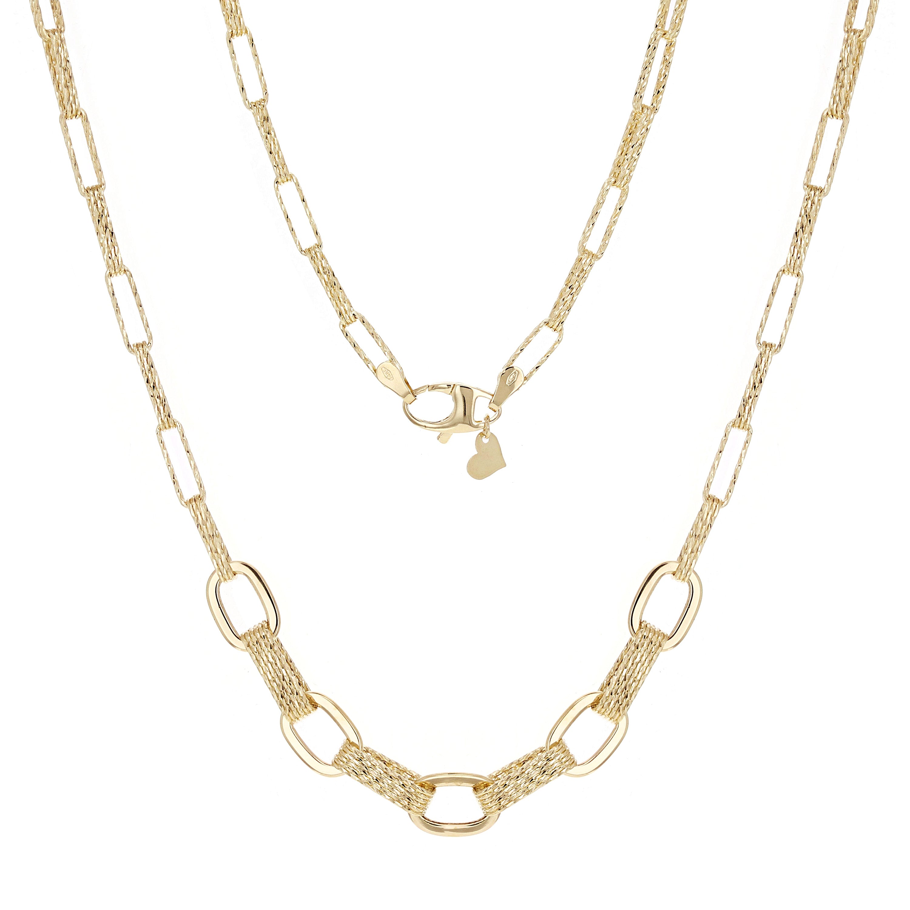 Italian 14k Yellow Gold Oval Links Necklace, Bracelet & Earrings Set 20.5 grams