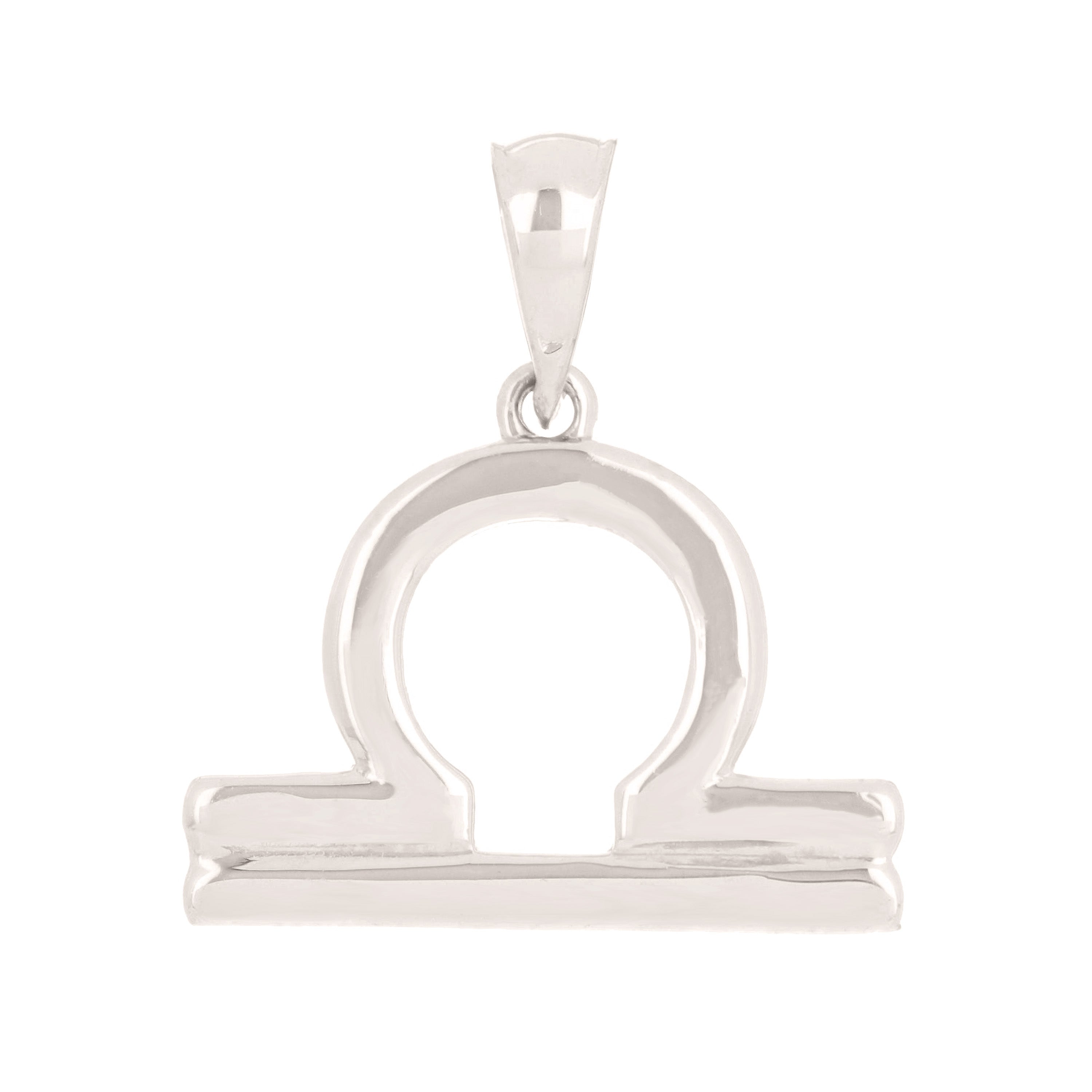 14k White Gold Libra Zodiac Sign Charm Pendant - Libra,White