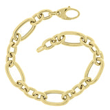 Italian 14k Yellow Gold Hollow Oval Links Chain Bracelet 8" 10.5mm 11.1 grams