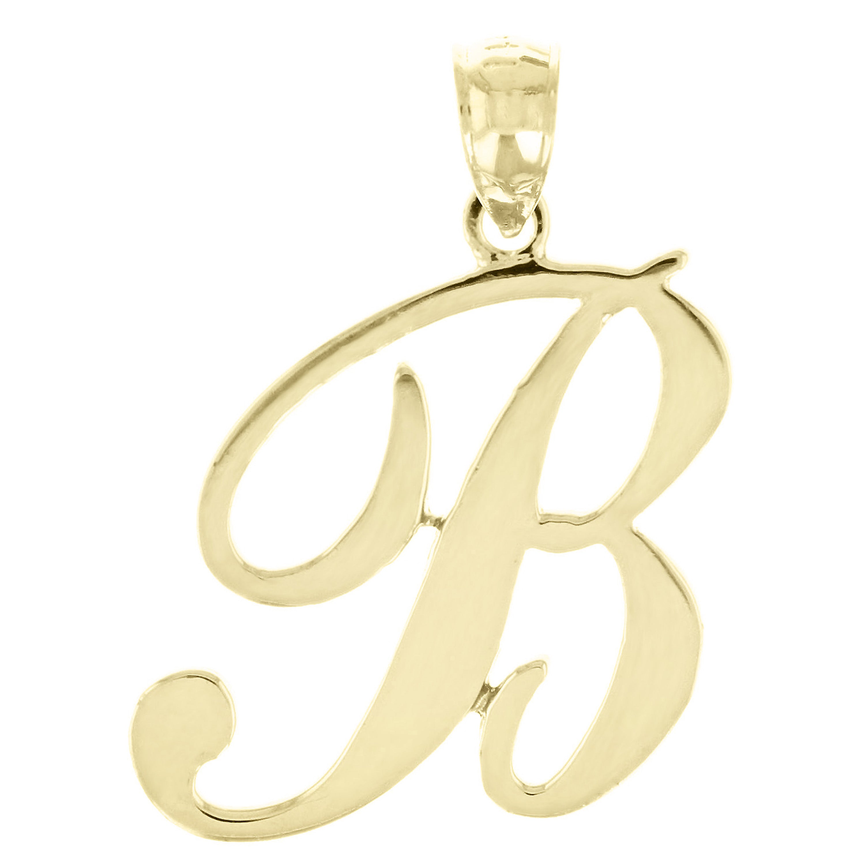 14k Yellow Gold Initial Letter B Alphabet Charm Pendant - Letter B,Yellow